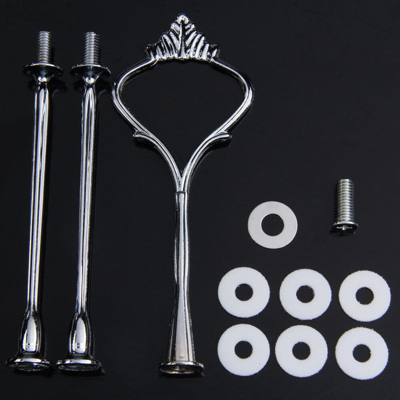Set of 3 Tiers Cake Plate Stand Handle Fitting Party Crown Rod DIY Newly