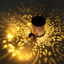 LED Solar Kettle Light Wrought Iron Hollow Flower Water Can Fairy Lamp (A) Newly
