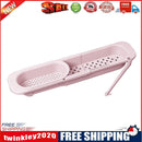 Telescopic Sink Shelf Soap Sponge Holder Drainer Rack Storage Basket (Pink)