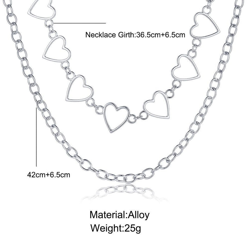 Women Men Party Jewelry Hollow Heart Necklace Long Chain Collar Punk Choker