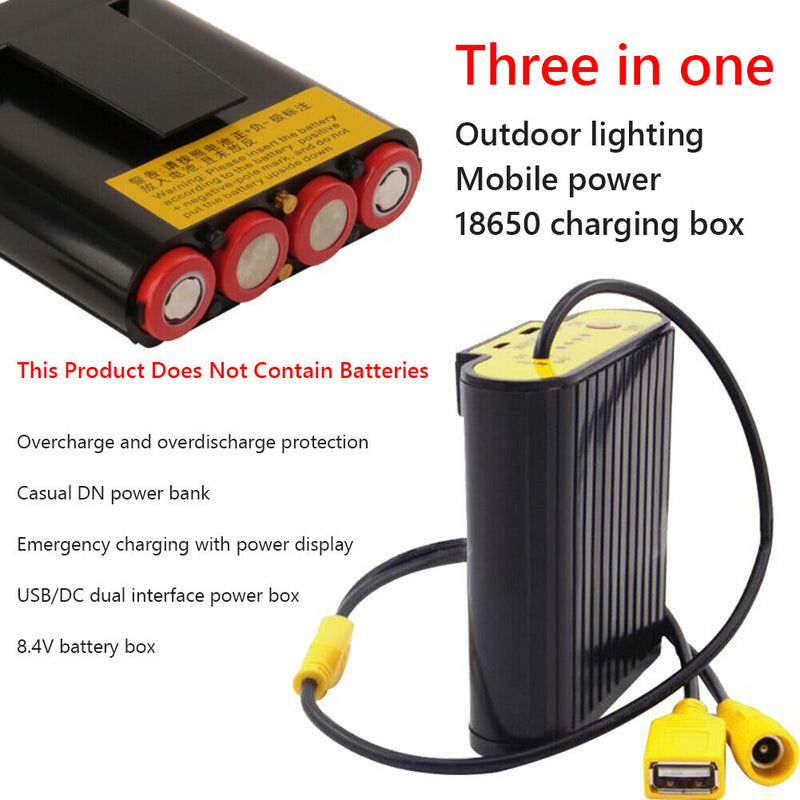 18650 Battery Pack Power Bank Case with 8.4V DC + 5V USB Output for Bike Light