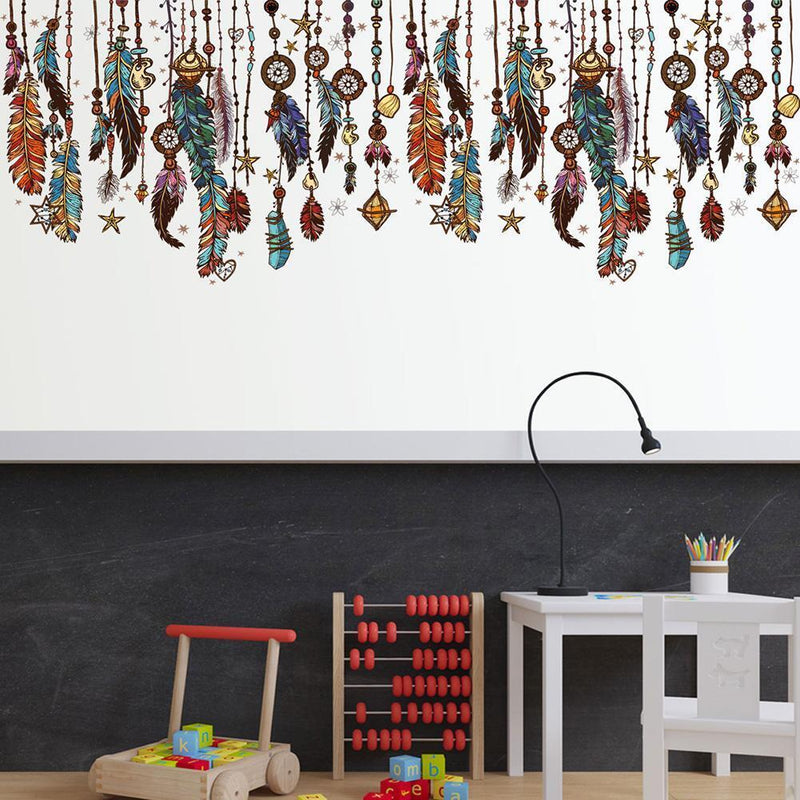 Removable Dream Catcher Feathers Wall Stickers Kids Bedroom Decor Decals