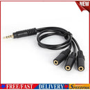 3.5mm 4-Pole Plug to 3 Way Stereo Audio Headphone Splitter Adapter Cable