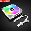 COOLMOON CPU Cooler 3 Pin ARGB FDB Bearing PWM PC Quiet Cooling Fan (White)