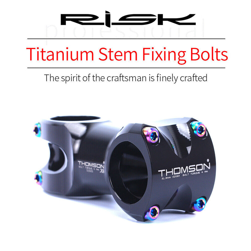 RISK 6pcs Titanium Stem Screws Bicycle MTB Handlebar Lock Bolts (M5X16mm) Newly