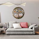 Iron Wall Sculptures-Metal Round Wall Decor with Tree Deer Fox Home Decor Newly