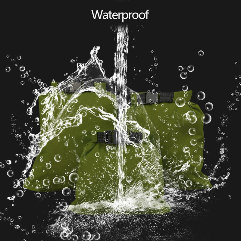 3pcs Coated Silicone Fabric Pressure Waterproof Dry Bag Pouch(Army Green) Newly