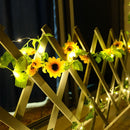 Solar Powered Sunflower Lights Outdoor Wall Fence Lamp Fairy String Lights