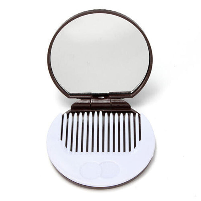 Women Home Office Use Cookie Shaped Mirror with Comb Chocolate Pocket Mirror