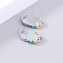 Jewelry Rainbow Enamel Piercing Dangle Ear Studs Earring Hoops Eardrop Earring