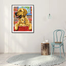 5D Rhinestone Pictures DIY Yellow Dog Full Round Drill Art Diamond Painting Kit