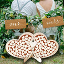 Double Heart shape Wedding guest book Decoration Rustic  Reception Table.