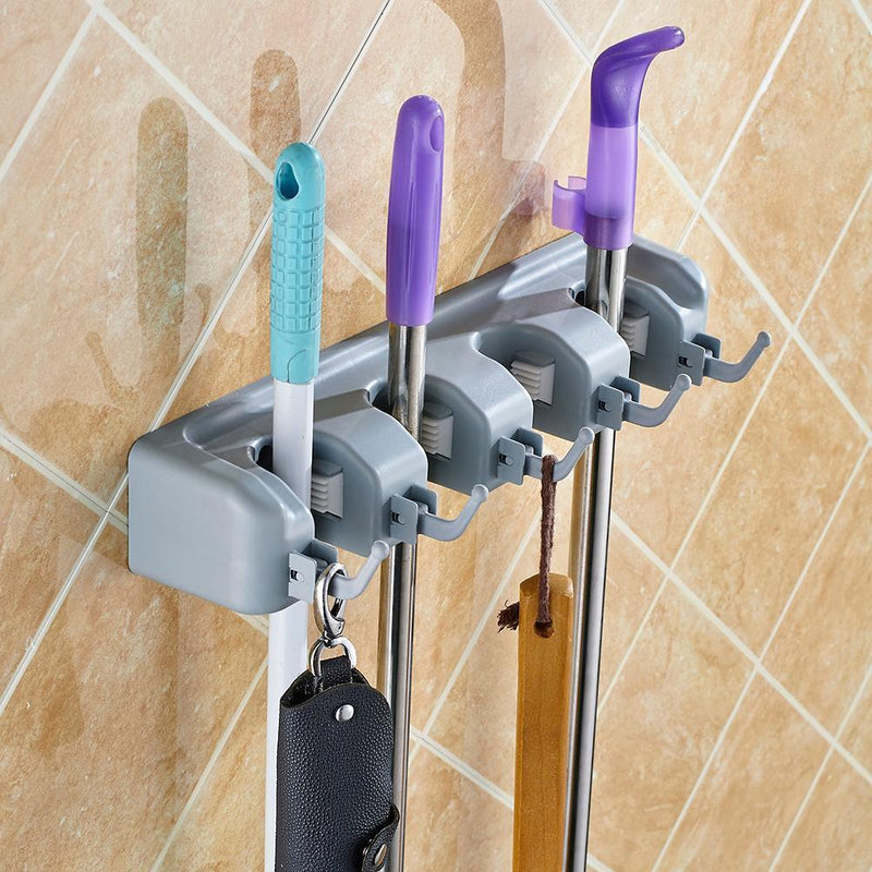 Wall Mounted Mop Brush Broom Hanger Storage Rack Kitchen Organizer(4 Racks)