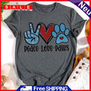 Fashion Peace Love Paw Dog T-Shirt (Hemp Grey XXL) -05275