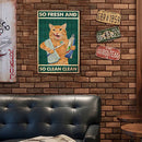Brush Teeth Cat Metal Plate Tin Sign Plaque Poster for Bar Club Cafe (A)