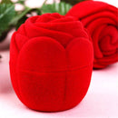 10pcs Rose Flower Flocking Ring Box Holder Wedding Valentine Packing Case