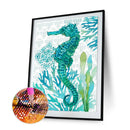 5D DIY Full Drill Round Shape Sea Animal Rhinestone Diamond Drawing for Home