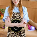 Leopard S Printed Linen Apron Waterproof Kitchen Cooking Bibs (82X68CM)