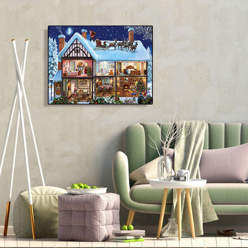 Full Cross Stitch Eco-cotton Thread 11CT Printed Snow House Still Life Craft Kit