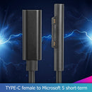 3A 65W PD USB Type C Female Adapter Converter Cable for Microsoft Surface Pro 5