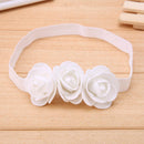Baby Three Flowers Headband Ribbon Hair Bands Handmade DIY Headwear(White)
