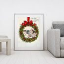 5D DIY Full Round Drill Diamond Painting Xmas Wreath Cat Art Craft Decor Gift