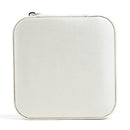 Portable Earrings Rings Storage Box PU Leather Jewelry Display Case (White)