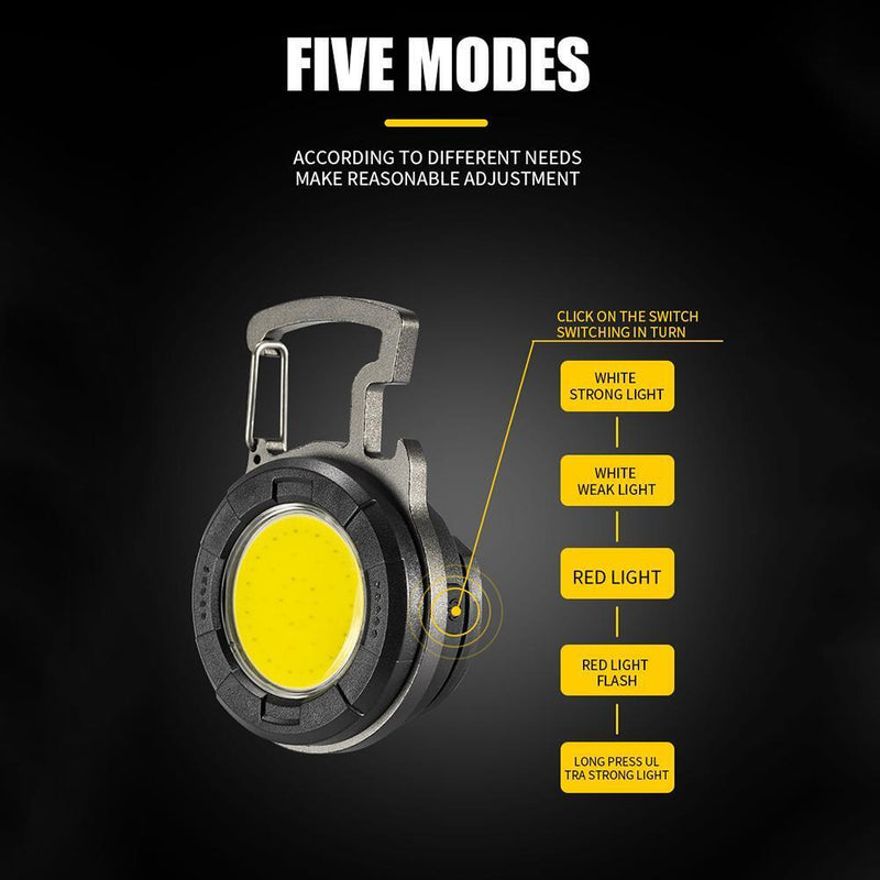 COB LED Flashlight Keychain Camping Waterproof 500lm Pocket Clip Work Lamp