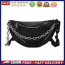 Fashion Solid Chest Bag Women PU Leather Beaded Chain Fanny Pack Crossbody Pouch