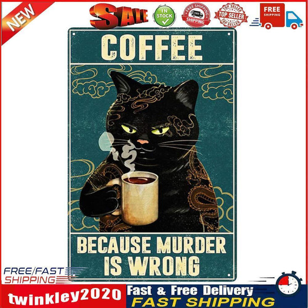 Coffee Black Cat Metal Tin Sign Plate Retro Home Bar Pub Club Plaque Decor Newly