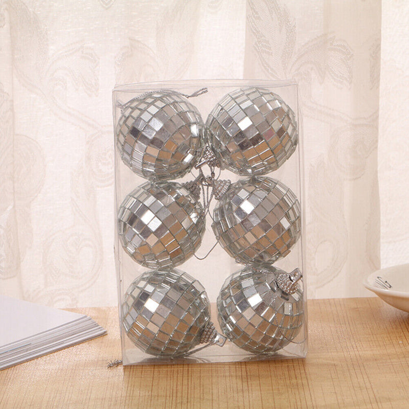6pcs Reflective Glass Mirror Ball Disco Xmas Party Hanging Decor Ornaments Newly