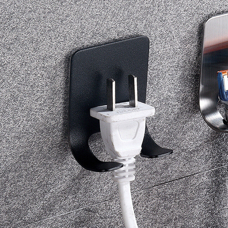 Self-adhesive Stainless Steel Double Hooks Bathroom Shaver Holder Hanger