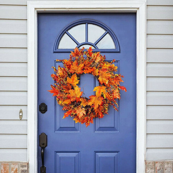 Durable Home Decor Door Hanging Wreath Pumpkin Wreath Flower Garland Maple Leaf
