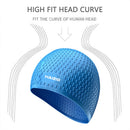 Waterproof Swimming Caps Women Men Silicone Ear Protection Swim Hat (Blue) Newly