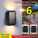6LED Solar Wall Lamp Outdoor Waterproof Up Down Garden Yard Light (Warm)