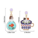 Animals Asymmetry Women Cute Ear Studs Earring Cup Cat Light Bulb Cat
