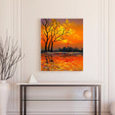 Paint By Numbers DIY Lake Sunset Painted on Canvas Oil Picture Craft Wall Decor
