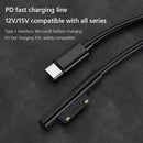 USB Type C Power Supply PD Fast Charger Adapter Cable for Microsoft Surface Pro