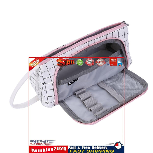 Large Capacity Pouch Holder-Pencil Case Linen Cosmetic Bag with Zipper Newly