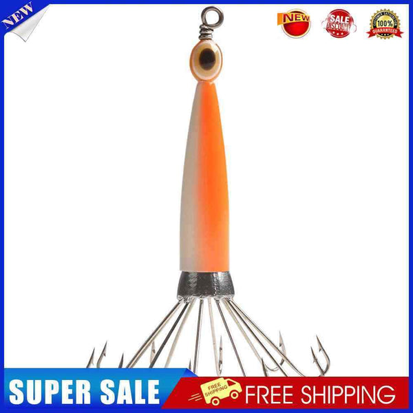 Squid Jig Fishing Lure Hook Octopus Sea Boat Hard Bait (Luminous Orange 10