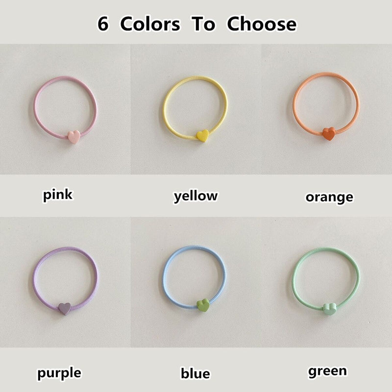 Elastic Band Women Girls Hair Rope Ponytail Holders Candy Color Heart Hair Tie