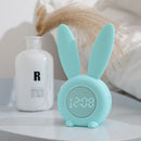 LED Smart Clock Cute Rabbit Alarm Bedside Sleep Night Light Wake Up (Green)