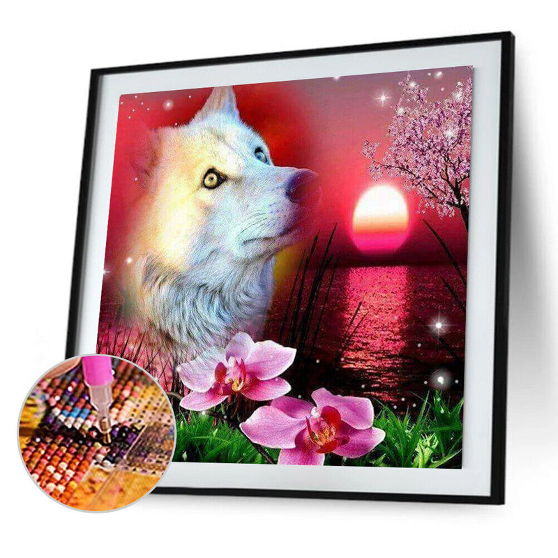 5D Crystal Diamond Painting DIY White Wolf Full Round Mosaic Kit Home Decor