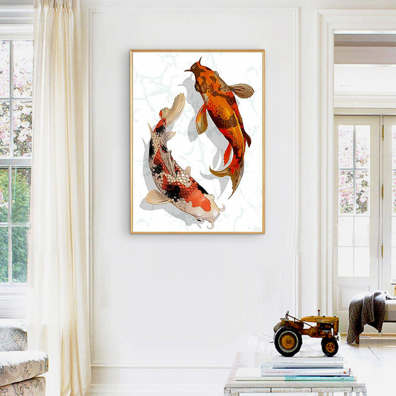 Koi 5D DIY Full Round Drill Diamond Painting Rhinestones Mosaic Handwork 30x40cm