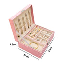Jewelry Velvet Box with Lock Travel Earring Organizer Storage Case (Pink)