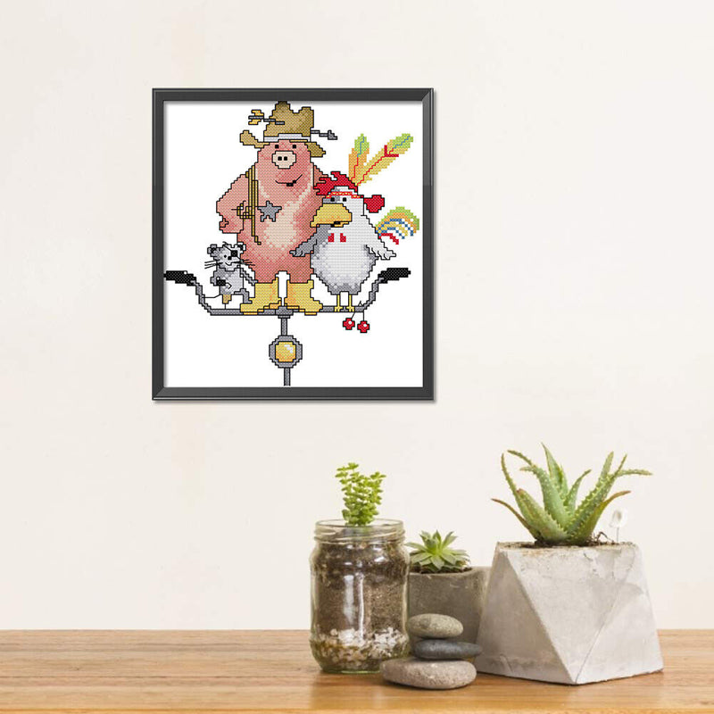 Partial Cross Stitch Animals Friends 14CT DIY Printed Needlework Home Decoration