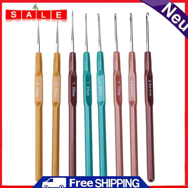 8pcs Plastic Handle Aluminum Head Crochet Hooks Sweater Sewing Needles Kit