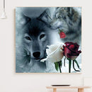 5D DIY Wolf Rose Full Round Diamond Painting Mosaic Picture Wall Rhinestone Kit