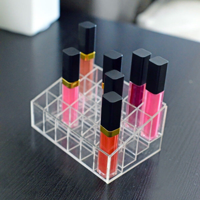 24 Trapezoid Clear Makeup Display Lipstick Case Cosmetic Organizer Holder