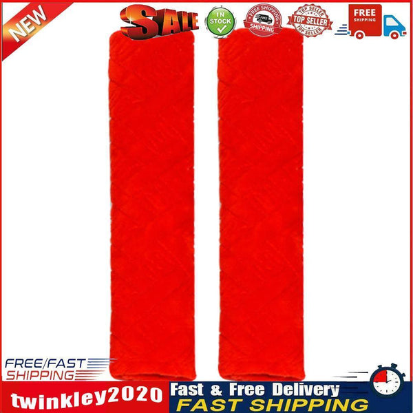 2pcs Car Seat Belt Cover Non Slip Fluffy Safety Belt Shoulder Pad (Red) Newly